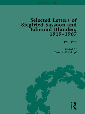 cover image of Selected Letters of Siegfried Sassoon and Edmund Blunden, 1919�1967 Vol 3